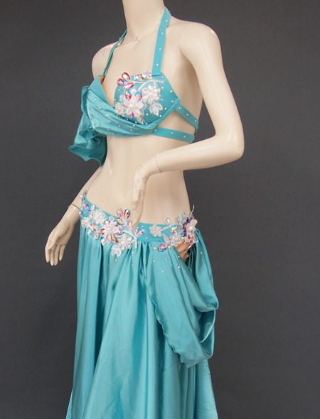 グリーンドレープ衣装4　ミラーナベリーダンス衣装