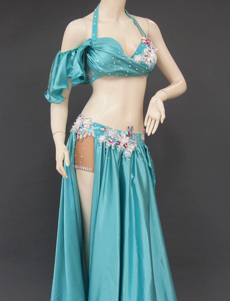 グリーンドレープ衣装5　ミラーナベリーダンス衣装