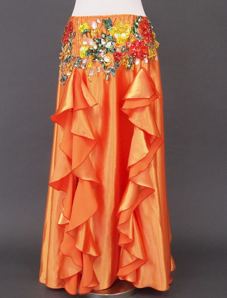 オレンジゴールド花モチーフ　ベリーダンス衣装3　ミラーナ