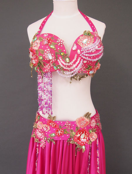 ピンクグリーンベリーダンス衣装2　ミラーナ