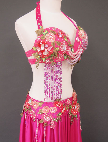 ピンクグリーンベリーダンス衣装5　ミラーナ