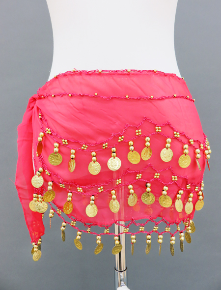 とってもキュート！ゴールドコイン付きピンクヒップスカーフ【ベリーダンス衣装／レッスン着】