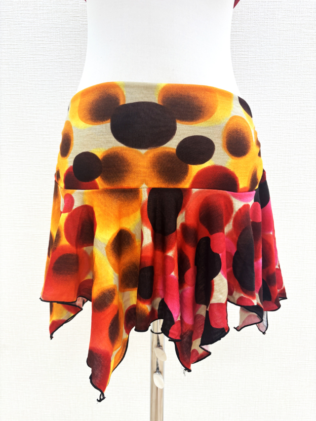 キュートなドット柄！コインなしヒップスカーフ／オーバースカート【ベリーダンス衣装／レッスン着】