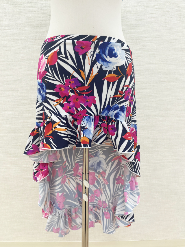 花×ゼブラ柄で派手！フィッシュテールタイプのベリーダンスヒップスカーフ【ベリーダンス衣装／レッスン着】