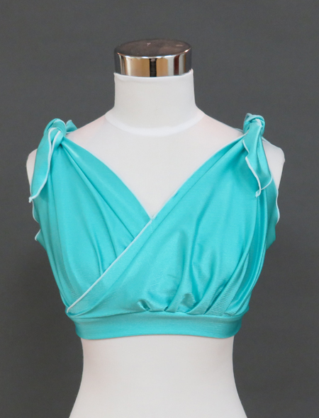 肩のリボンがキュート♡光沢のある水色ベリーダンス