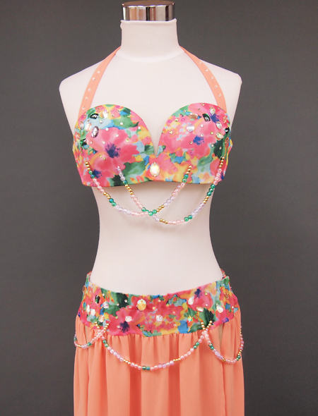 サーモンピンクベリーダンス衣装2　ミラーナ