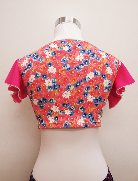ピンク小花柄トップス ミラーナベリーダンス衣装3