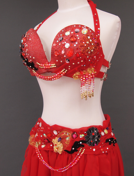 赤ラメベリーダンス衣装4　ミラーナ