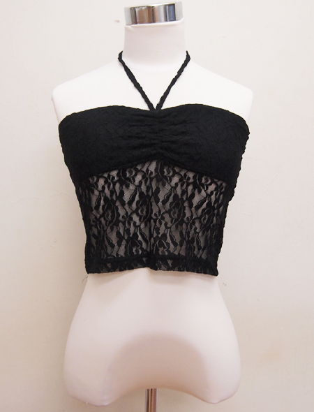 黒のレースが素敵！ベリーダンスレッスン用トップス／ホルターネックが