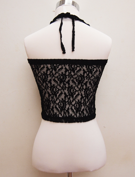 黒のレースが素敵！ベリーダンスレッスン用トップス／ホルターネックが