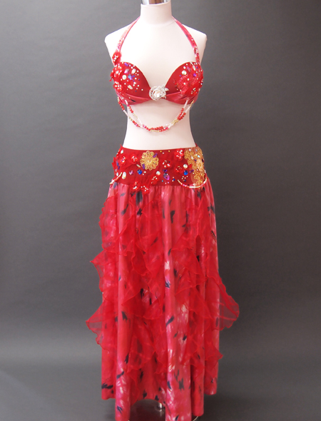 赤花ベリーダンス衣装1 ミラーナ