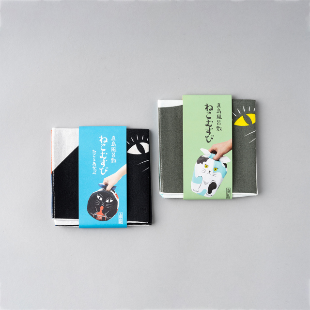 ねこむすび風呂敷_Cat Musubi (Wrapping Cloth)
