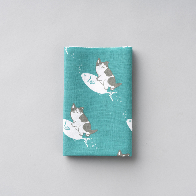 海の手ぬぐい ねこはまち_Ocean Hand Towel: Cat and Hamachi ベネッセ