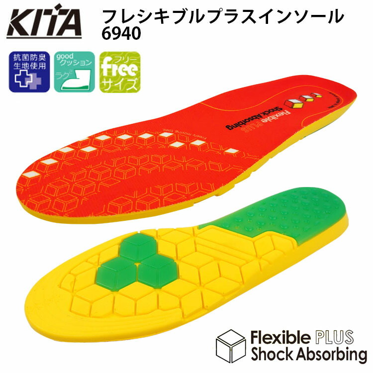 喜多 6940 フレシキブルプラスインソール F (25.0～28.0cm) 中敷き 衝撃吸収 カットタイプ 目玉