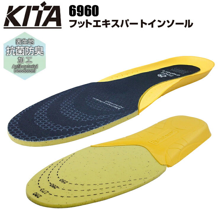 喜多 6960 フットエキスパートインソール F(25.0～28.0cm) 中敷き 低反発 EVA クッション カットタイプ 目玉