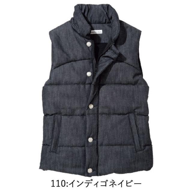 4L-5L】【防寒】dimo デニムフェイクダウンベスト D615 DENIM 暖かい