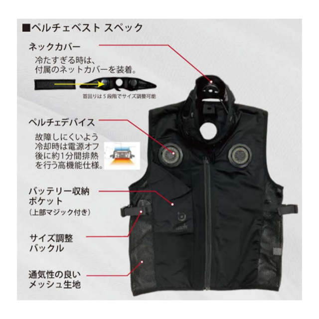 おたふく手袋 JW-698 マルチペルチェベスト 冷・温 バッテリーセット
