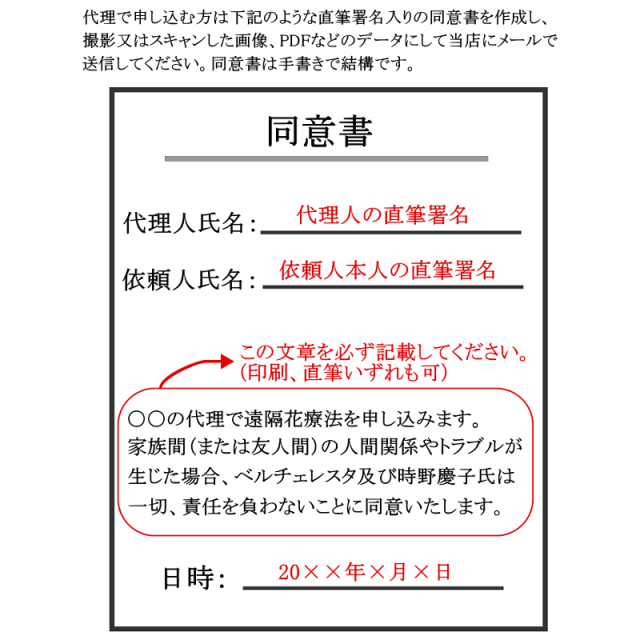 マリアブルー遠隔花療法セッションの同意書
