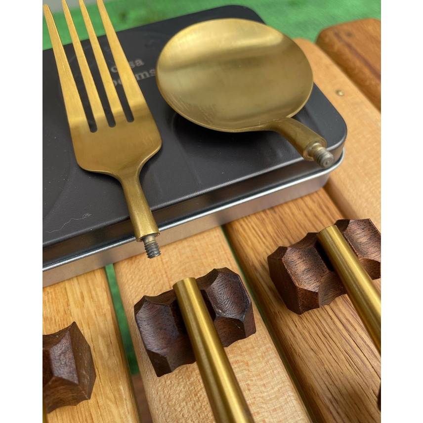 フォーク　カトラリーセット　grip　スプーン　ネジ式　カトラリーセット　Set　elk　cutlery　grip　elk　Walnut　ウッドグリップ　ウォールナット　はし