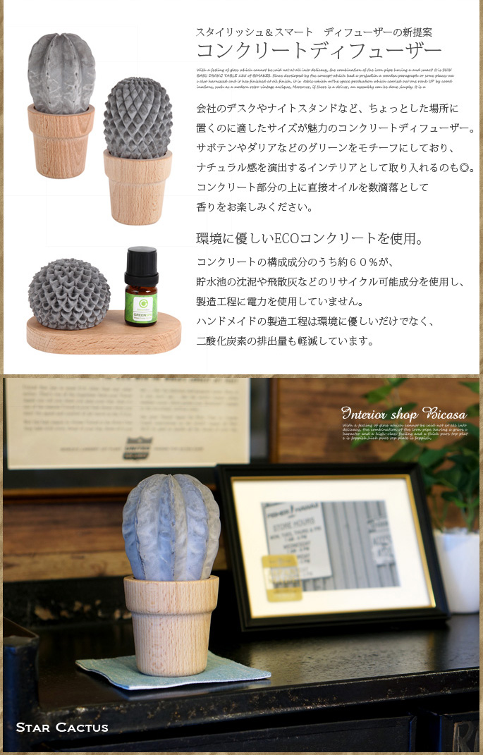 スターカクタス コンクリートディフューザー 5ml グリーンスパ Green