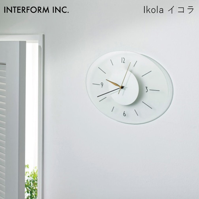 ウォールクロック INTERFORM イコラ ウォールクロック Ikola 時計 掛け時計 雑貨 CL-4465 インターフォルム上品 ナチュラル