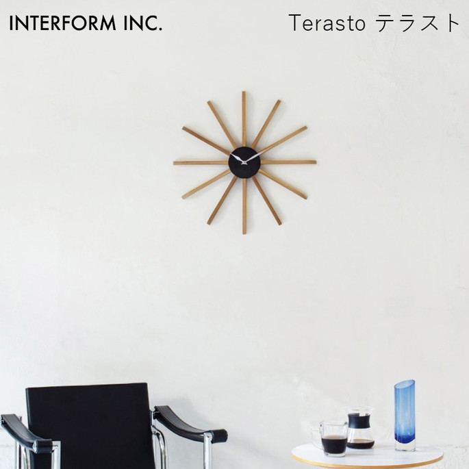 ウォールクロック INTERFORM テラスト ウォールクロック Terasto 時計 掛け時計 雑貨 CL-4463 インターフォルム高級感 スタイリッシュ