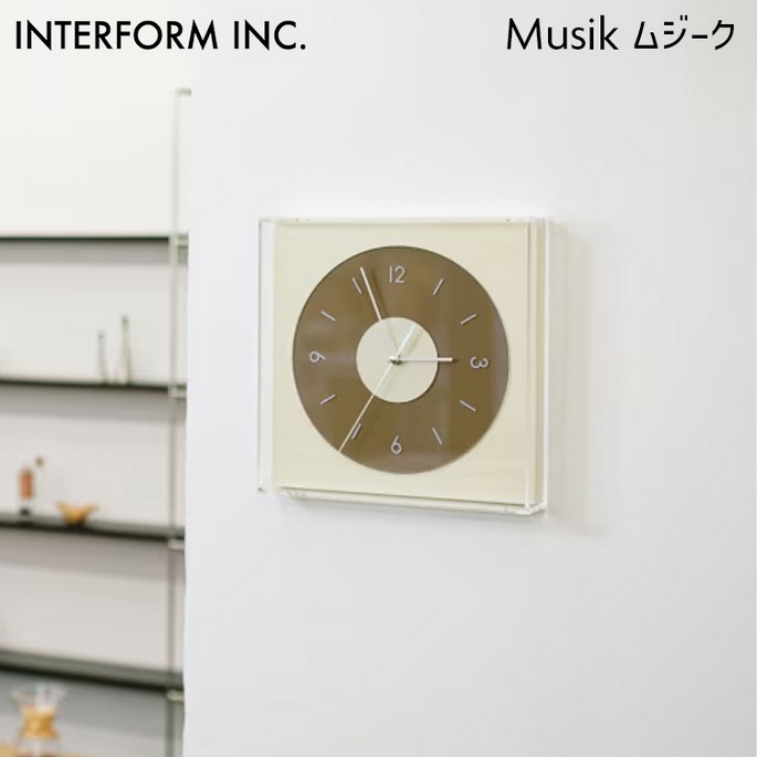 時計 Musik ムジーク ウォールクロック インターフォルム CL-4625 掛け時計 クロック レトロ レコード風 北欧 おしゃれ