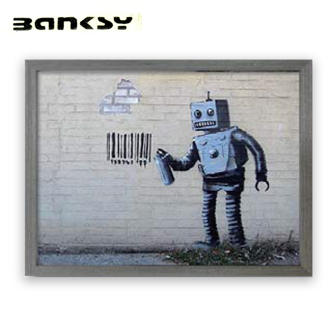 Banksy バンクシー Robot アート 絵画 風刺画 IBA-61732
