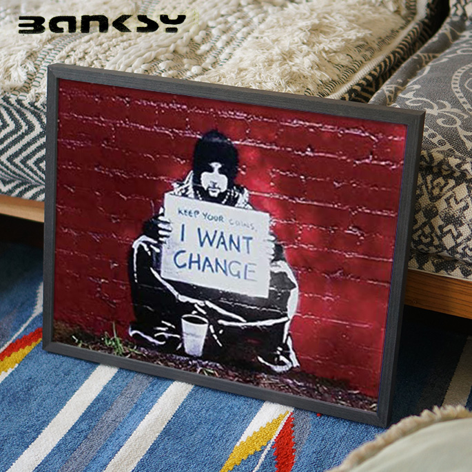 Banksy バンクシー I Want Change アート 絵画 風刺画 IBA-61755