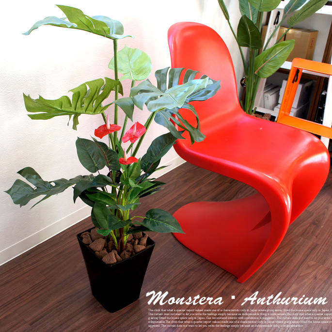 モンステラ＆アンスリューム　光触媒　イミテーショングリーン　送料無料