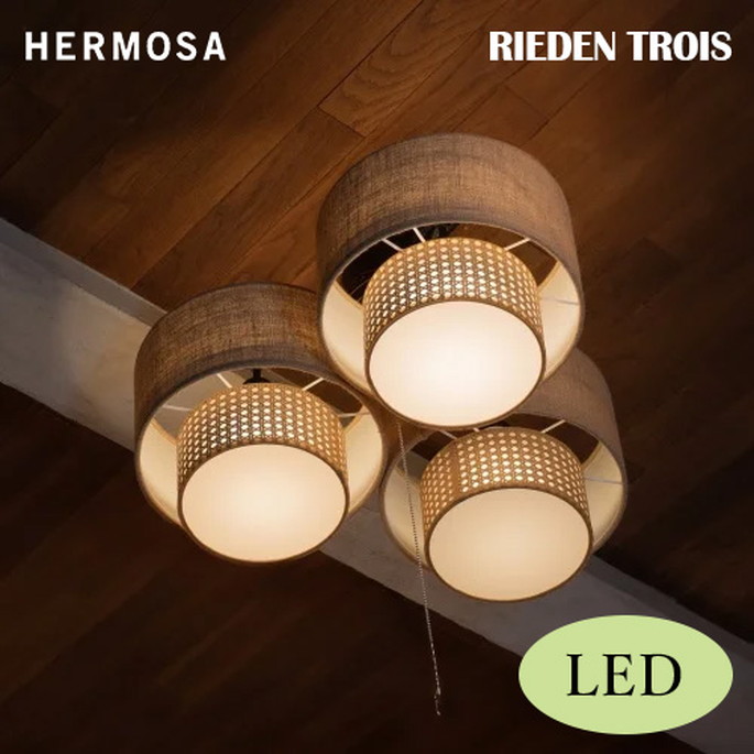 シーリングライト リーデントロワ（LED付き） HERMOSA RIEDEN TROIS 照明 ライト 照明器具 RN-004WAL ハモサナチュラル 三灯タイプ