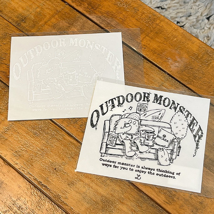 転写ステッカー BICASAオリジナル アウトドアモンスター カッティングステッカー OUTDOOR MONSTER MOUSOU-ASOBI（BICASA）sticker シール アウトドア 