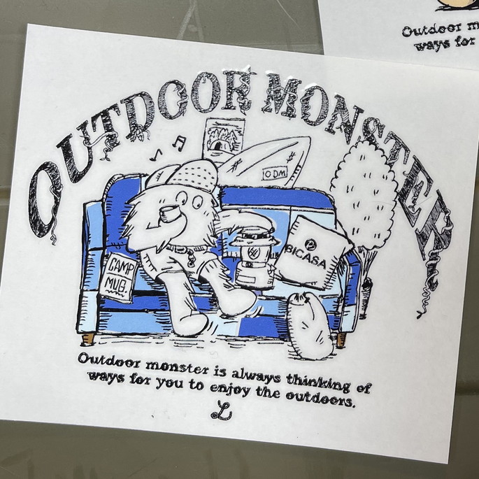 カッティングステッカー ビカーサオリジナル BICASAオリジナル BICASAxOUTDOORMONSTER カッティングステッカー 色付き MOUSOUASOBI キャンステ ロゴステッカー