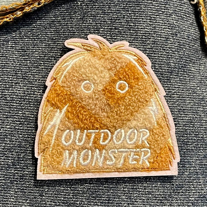 ワッペン ビカーサオリジナル BICASAオリジナル BICASAxOUTDOORMONSTERモフモフワッペンヘリンボーン 刺繍 アウトドアモンスター ベルクロ
