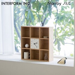 時計 Norrby ノルビ インターフォルム CL-4564 置き時計 テーブルクロック ウッドシェルフ 飾り棚 雑貨 ナチュラル シンプル インテリア 北欧 ミッドセンチュリー アンティーク