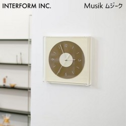 時計 Musik ムジーク ウォールクロック インターフォルム CL-4625 掛け時計 クロック レトロ レコード風 北欧 おしゃれ