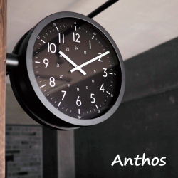 両面時計 インターフォルム INTERFORM アントス Antos CL-4021 両面時計 ミリタリークロック 掛置き兼用 壁付け時計 