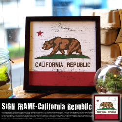 サインフレーム「カリフォルニアリパブリック SIGN FRAME　「California Republic」 ZSF52031 22×22cm アート 絵画 アートフレーム ポスター ジェーアイジー JIG 壁掛け 卓上 額入り 正方形 スクエア 州旗 カリフォルニア タイポグラフィ ウォールアート