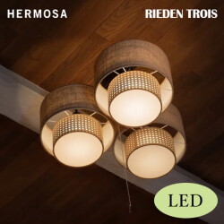 シーリングライト リーデントロワ（LED付き） HERMOSA RIEDEN TROIS 照明 ライト 照明器具 RN-004WAL ハモサナチュラル 三灯タイプ