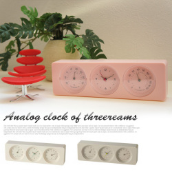 アナログ3連温湿時計 LCD022 置き時計 イデアレーベル IDEA LABEL