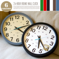 24-HOUR ROUND WALL CLOCK  壁掛け時計・卓上時計兼用 全6色
