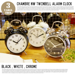 シャンブル ツインベルアラームクロック CHAMBRE NW TWINBELL ALARM CLOCK CH-031WH 置き時計