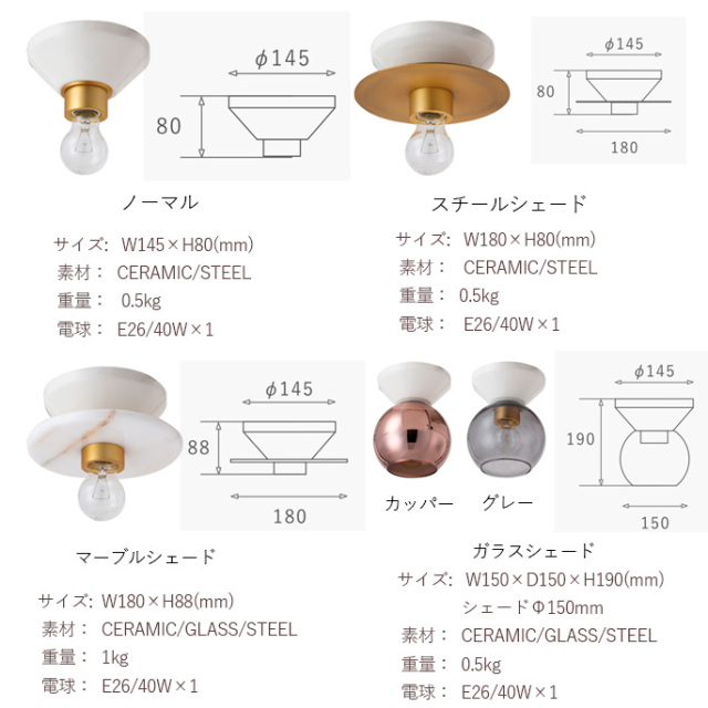 シーリングランプ PICCOLA CEILING LAMP スチールシェード