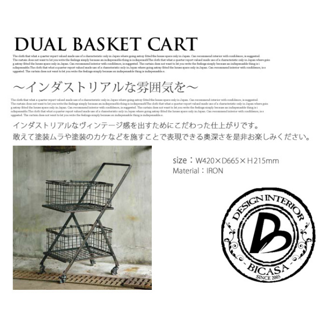 Dual basket cart（デュアルバスケットカート） S255-43 DULTON 送料 