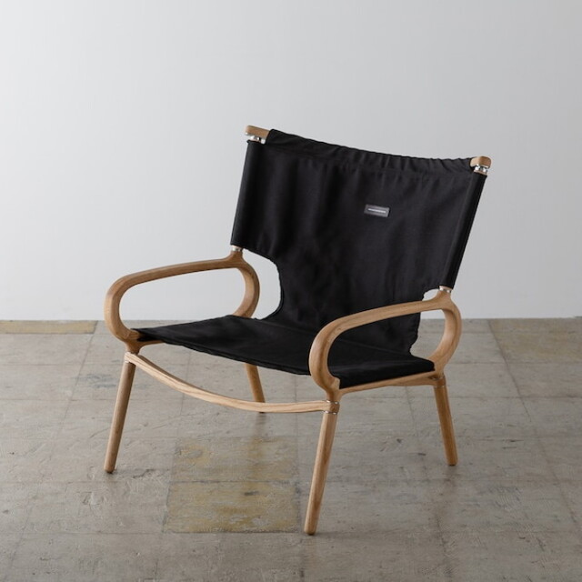 ■格安■ikiki　イキキ　グランドチェア　オーク 　皮シート仕様　ブラック チェア IKIKI Grand Chair Oak Canvas Black/Olive IKIKI