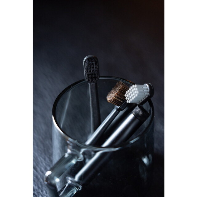 歯ブラシ HYBRID BAMBOO 歯ブラシHEAD ブラック アウトドア用歯ブラシ