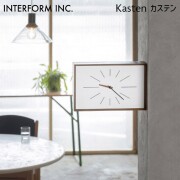 時計 Kasten カステン インターフォルム CL-4561 壁掛け時計 両面時計 2WAY 置き時計 木製 北欧 スタイリッシュ シャープ 北欧 ミッドセンチュリー アンティーク オシャレ 音がしない