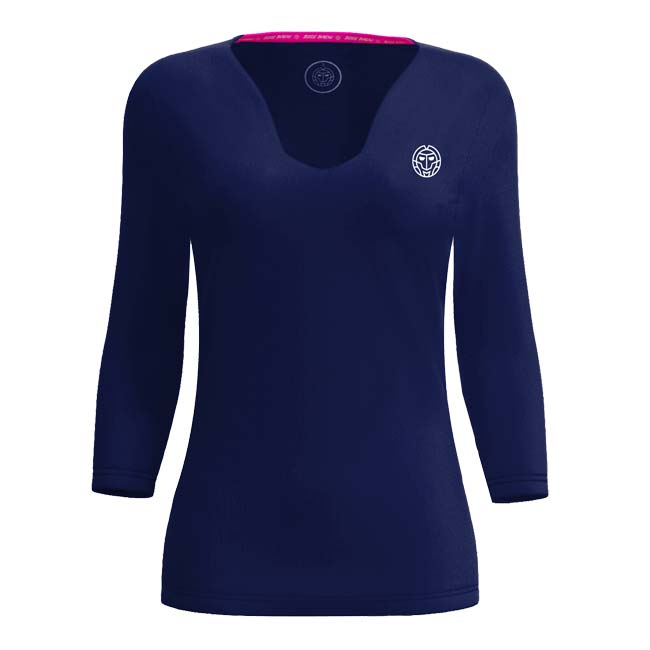 【SALE】レディース CREW Vネック 長袖Tシャツ 「定番」 W1330002-DBL ダークブルー