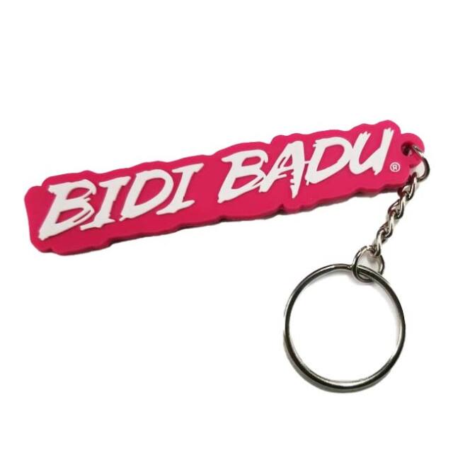 文字プリント キーチェーン キーホルダー ピンク×ホワイト 1個入り 