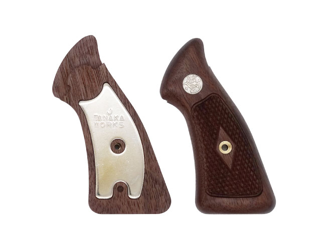 +Weight スクエアタイプ ウォールナット ダイヤモンドチェッカーグリップ Jフレームスクエアバット